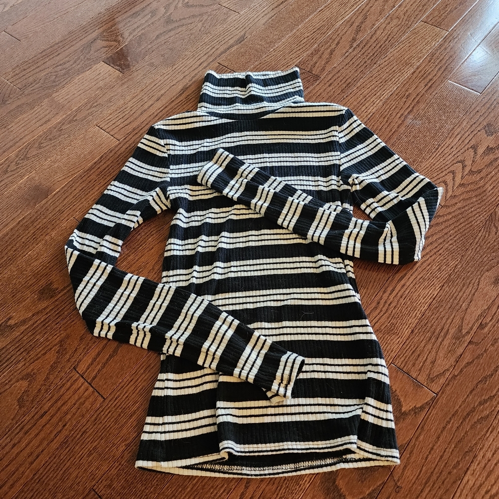 Black and white striped turtleneck Scandinavian style
